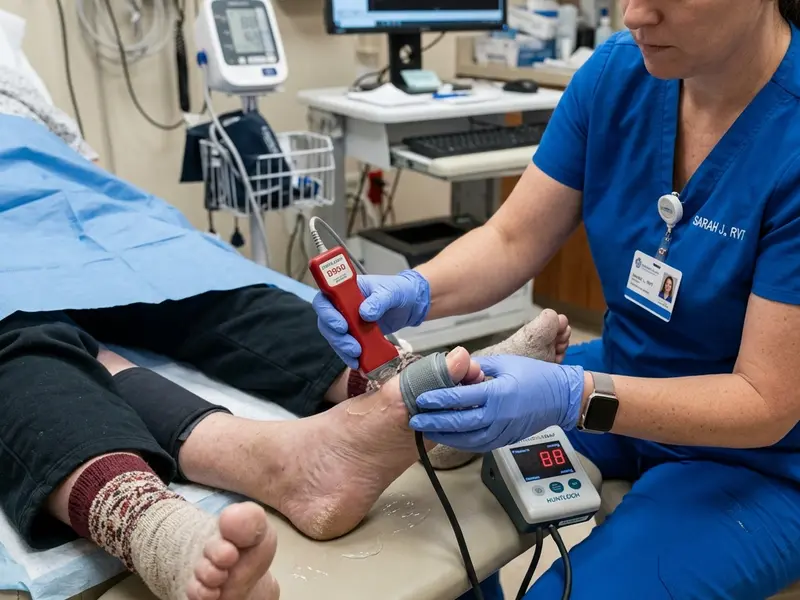 Vascular screening with Toe-Brachial Index (TBI) for patients with calcified arteries due to diabetes