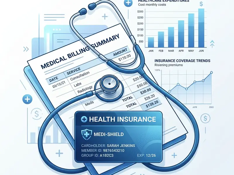 Stethoscope and medical billing forms representing insurance coverage and diagnostic costs